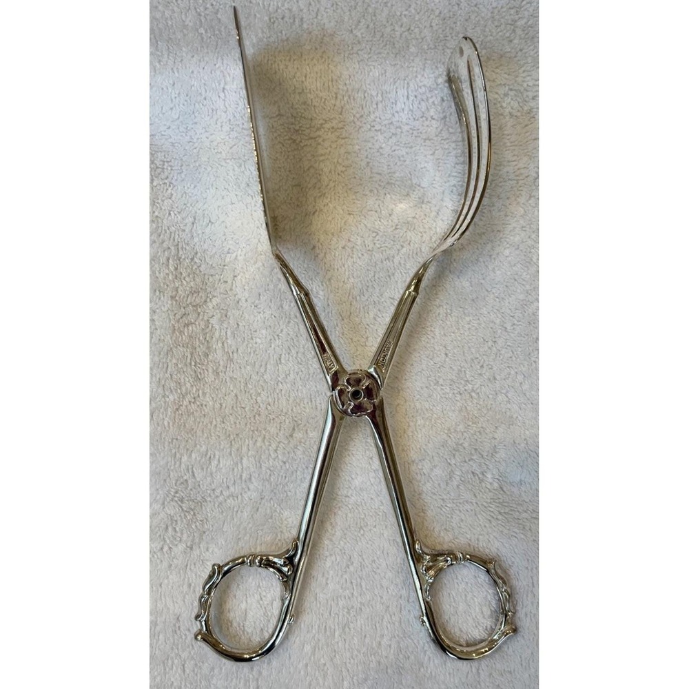 Vintage Taunton Silverplate Salad Tongs Made in Italy 9" Inches